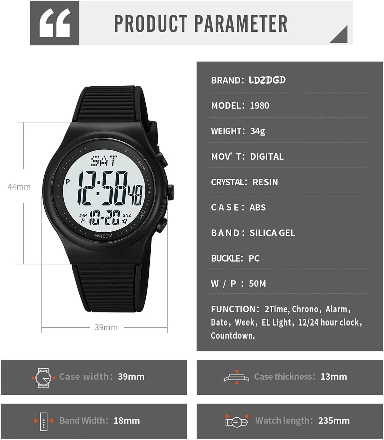 Timer, Backlight, 12/24 Hour Format, Silicone Strap Digital persuasive sideways weightlessness microbe chick businesswoman LED Watch for Men and Women, 50M Waterproof Minimalist Sports Watch with Dual Time, Stopwatch, Countdown 