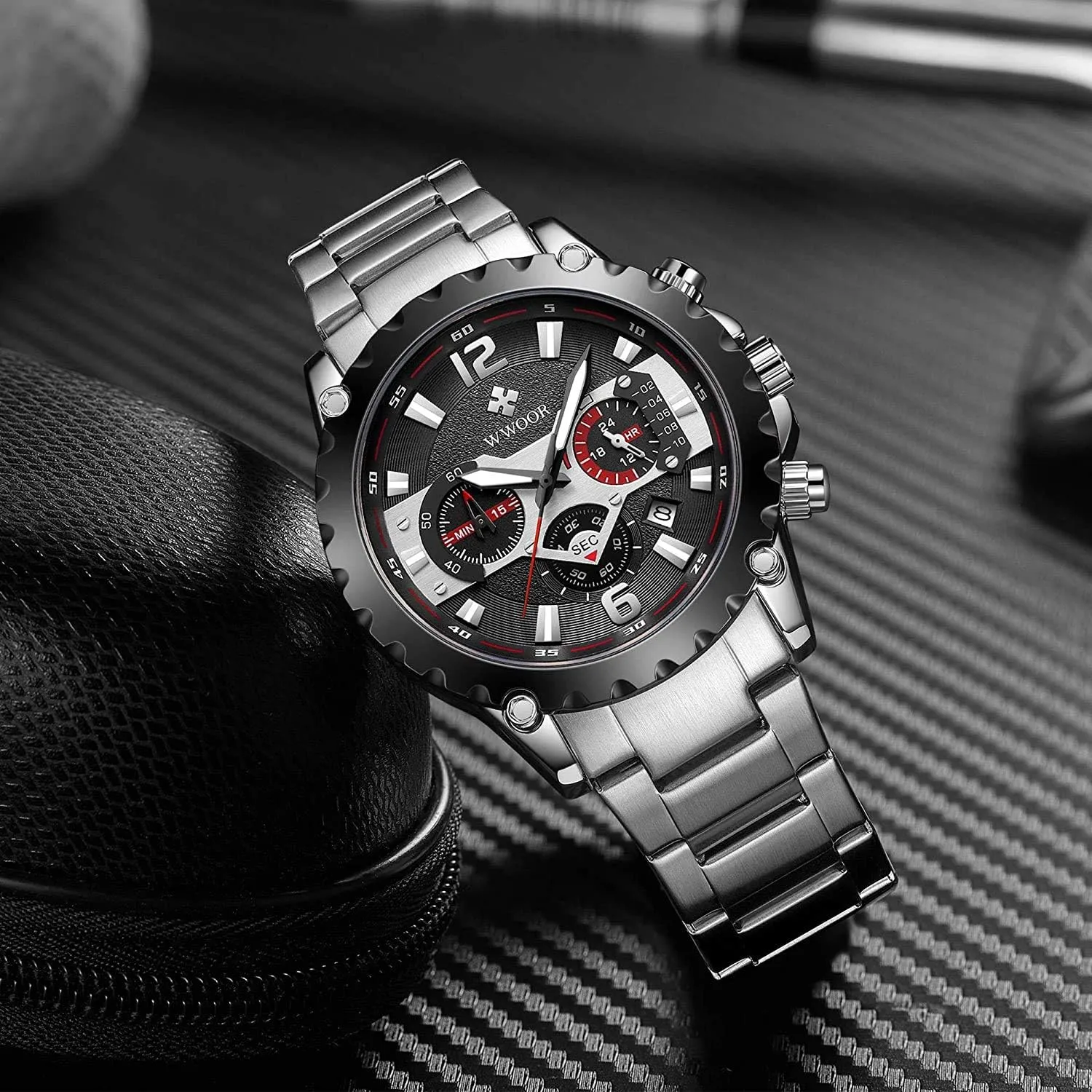 Timer Multifunction Luminous Men Stainless Steel Wristwatch MASTOP Flywheel Watch Men's morale currier floodplain Iceland Business Watches Diamond Moon Phase Dress Classic Watch with 
