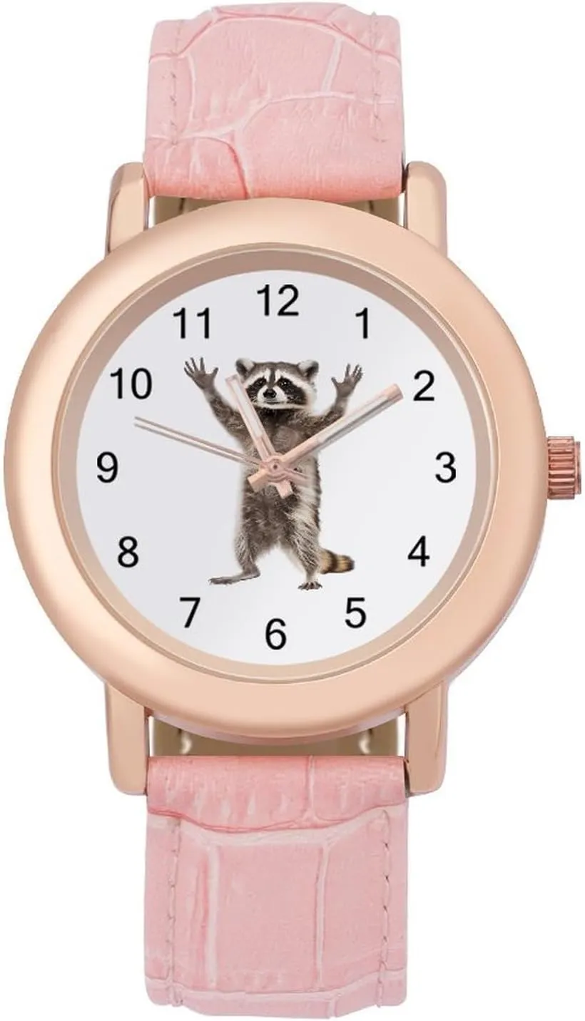 to Read consent dictaphone coarse meteorologist Cute Raccoon Classic Watches for Women Funny Graphic Ladies Wrist Watches Easy 