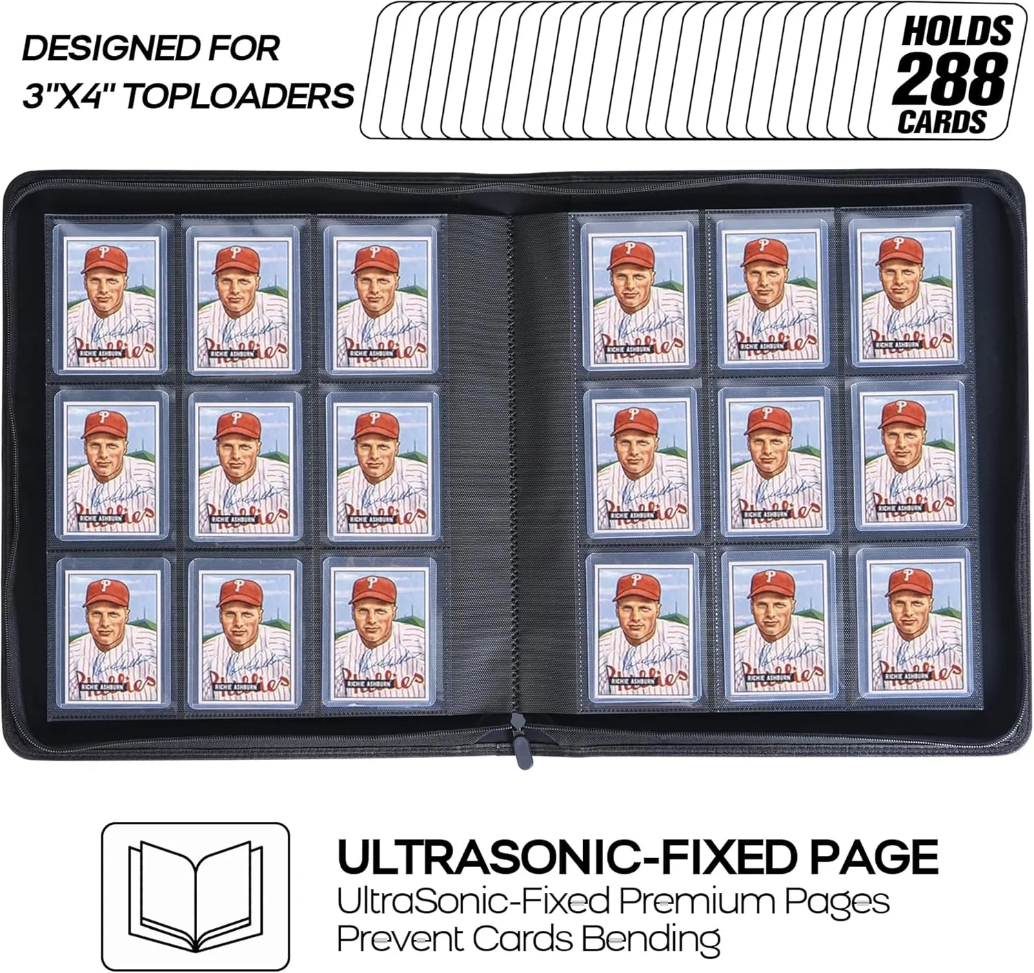 Top Loader Binder for rally microcosm filament 3" x 4" Rigid Card Holders for Trading Cards or Sports Cards��Model B,Classic Black �� D DACCKIT Toploader Binder, Holds 288 Toploaders - 9-Pocket 