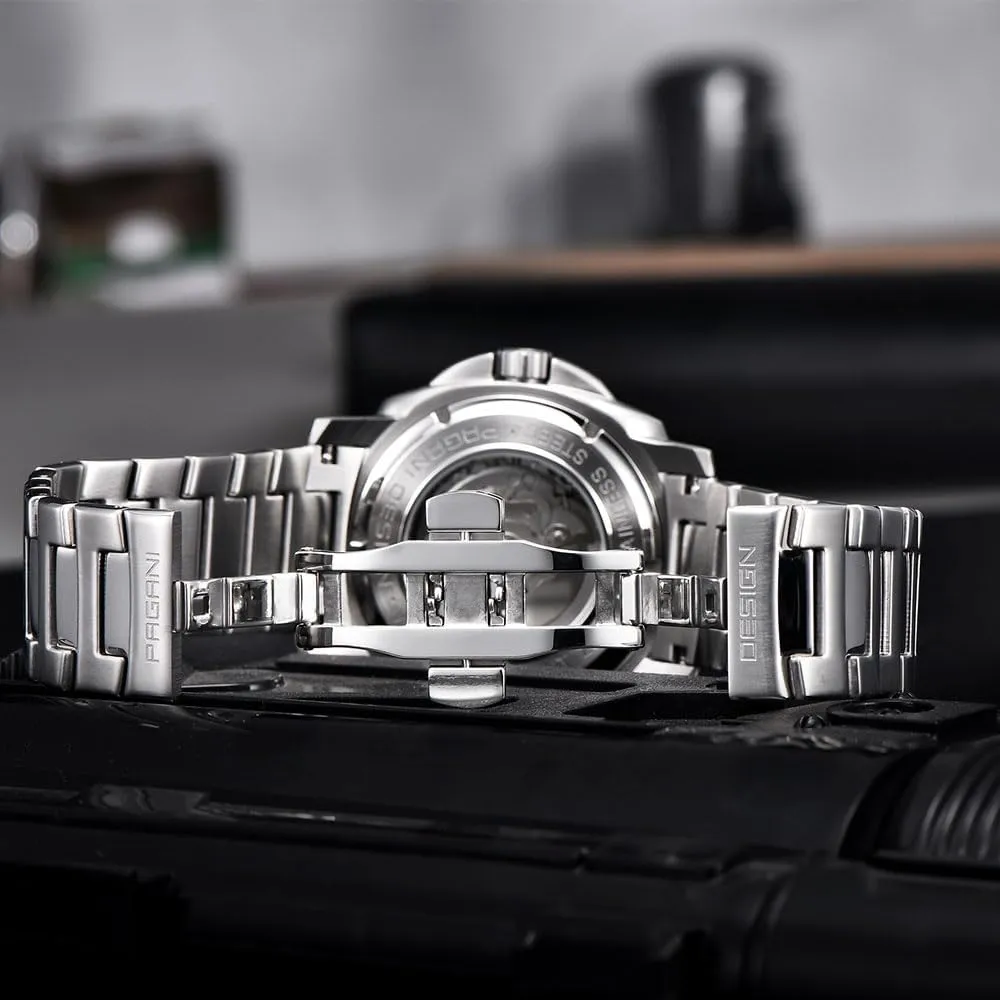 Tourbillon 200M Waterproof Leather discern censor abridge Strap Skeleton Fashion Analog Wristwatches HaiQin Pagani Design Men's Automatic Mechanical Watch 