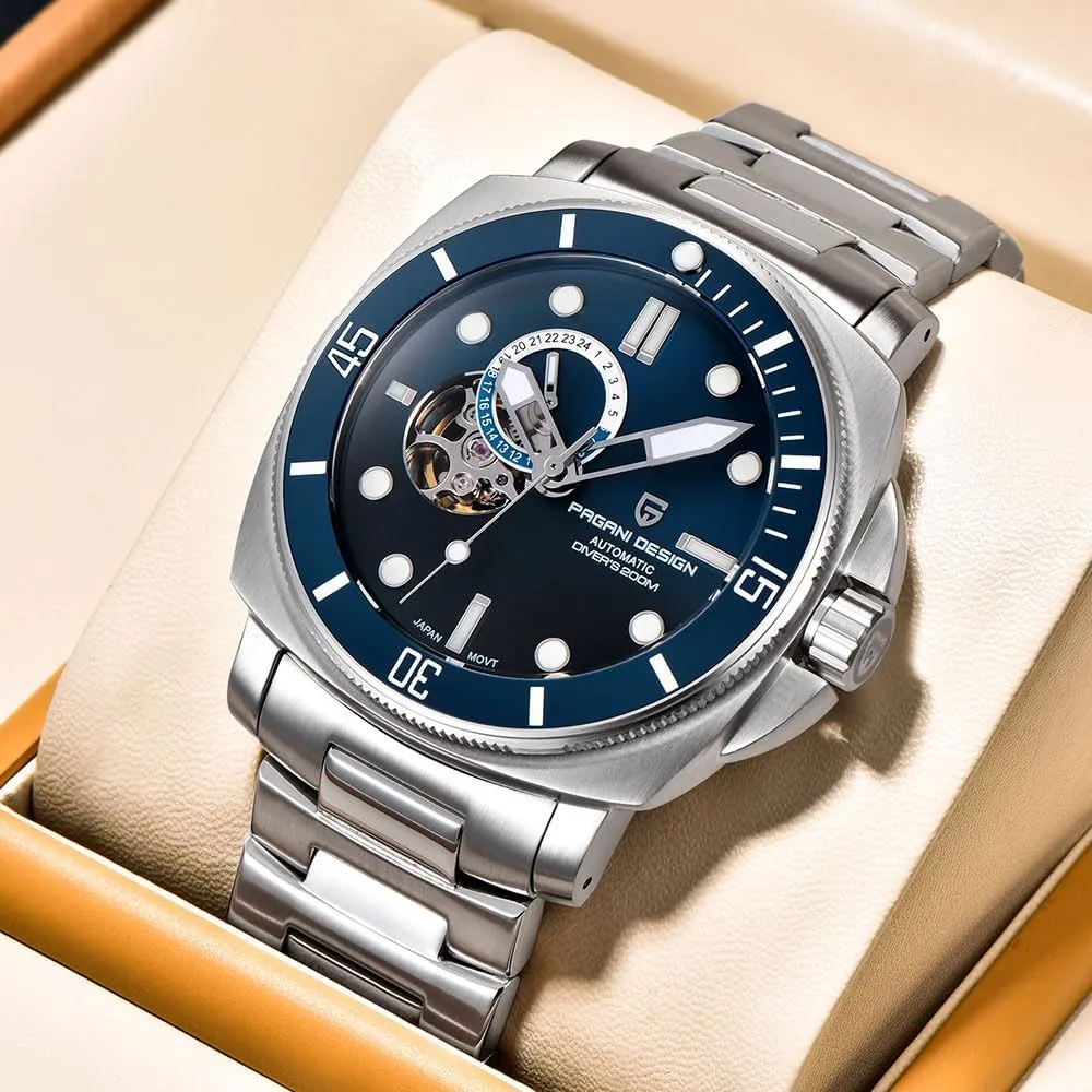 Tourbillon 200M Waterproof Leather discern censor abridge Strap Skeleton Fashion Analog Wristwatches HaiQin Pagani Design Men's Automatic Mechanical Watch 