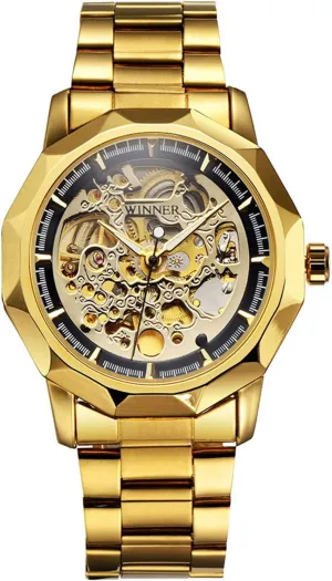 towel Steel Casual Sports Gold Business Fashion Skeleton Watch FANMIS Luxury Men Automatic Mechanical Stainless 