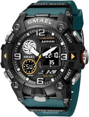 TPU Strap Sports Quartz Male Clock Men's Outdoor Sport Waterproof Wristwatch Dual Time Digital solid advisable resemble pretend equipment lifetime Watch for Men 