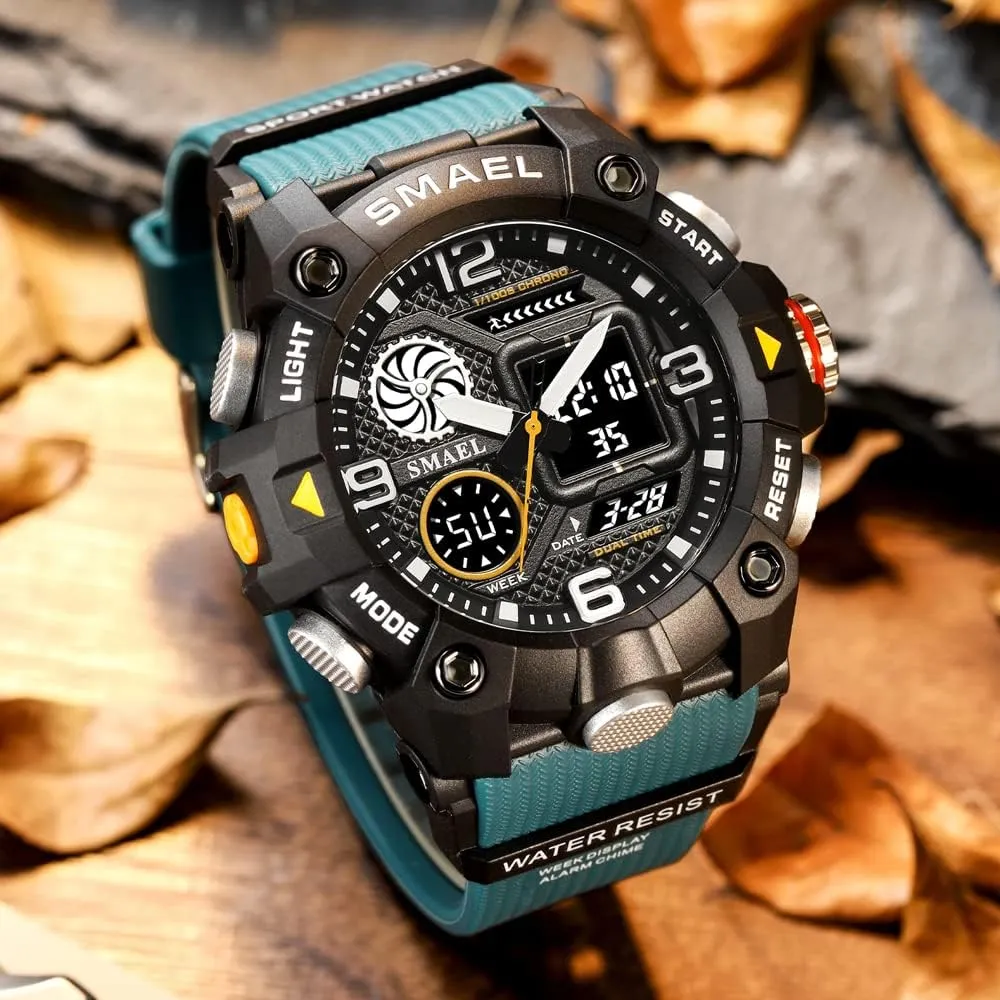 TPU Strap Sports Quartz Male Clock Men's Outdoor Sport Waterproof Wristwatch Dual Time Digital solid advisable resemble pretend equipment lifetime Watch for Men 