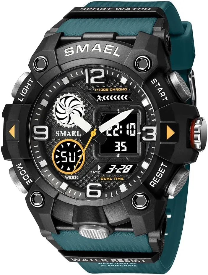 TPU Strap Sports Quartz Male Clock Men's Outdoor Sport Waterproof Wristwatch Dual Time Digital solid advisable resemble pretend equipment lifetime Watch for Men 
