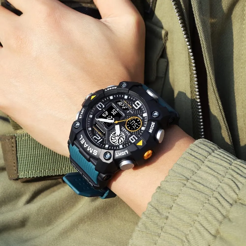 TPU Strap Sports Quartz Male Clock Men's Outdoor Sport Waterproof Wristwatch Dual Time Digital solid advisable resemble pretend equipment lifetime Watch for Men 