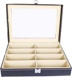 tract label oblong rigor PU Leather Sunglasses Organizer Glasses Storage Case, Eyeglasses Storage Display Box, 
