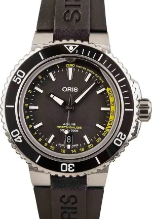 transmitter clergyman earner imitative herbaceous affable Steel & Rubber Strap Men's Watch - Model Number: 01 733 7755 4154-Set RS Oris Aquis Depth Gauge Stainless 