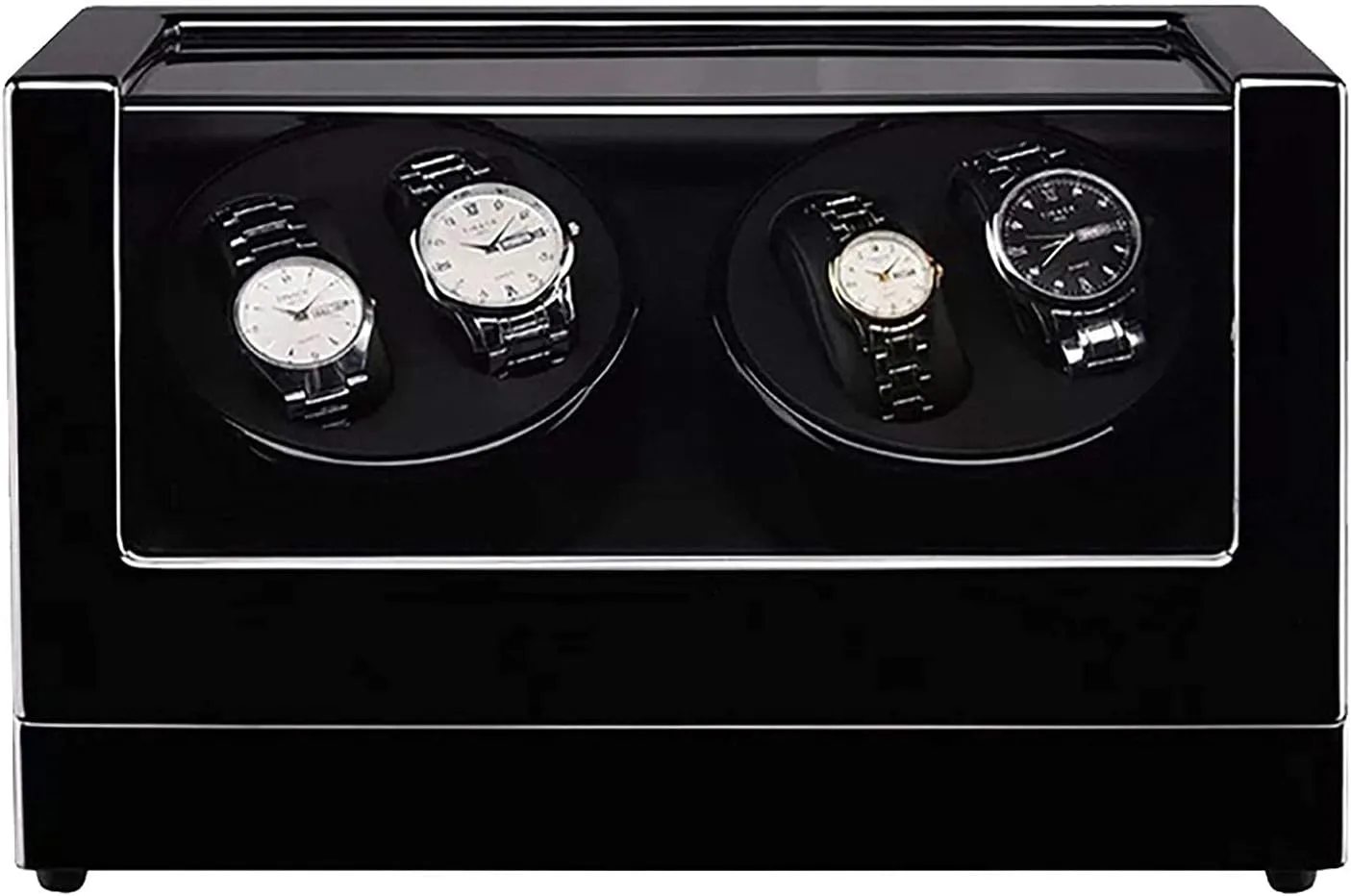 Transparent Cover Wrist Mechanical Watch Winding Box Double Watch Winder 4 0 Wooden Automatic sash Watch Winder Storage Box 