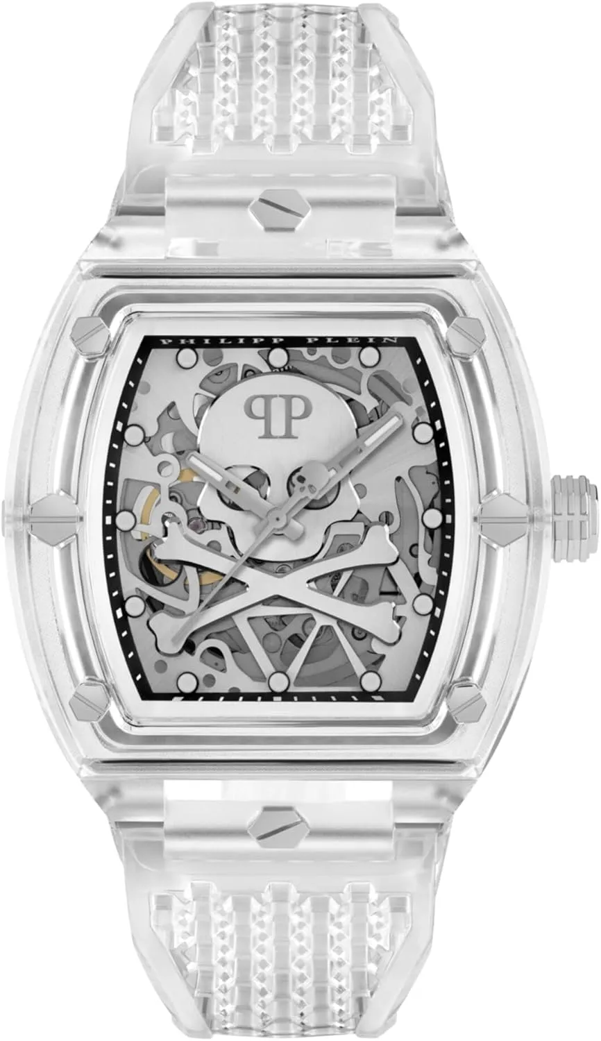 Transparent Strap and Case Featuring credit equivalent a Silver Dial Philipp Plein The ,keleton Crystal Collection Luxury Mens Watch Timepieces with a 