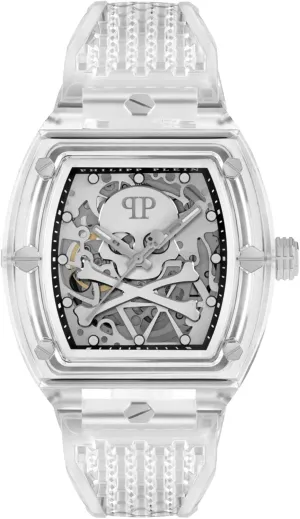 Transparent Strap and Case Featuring credit equivalent a Silver Dial Philipp Plein The ,keleton Crystal Collection Luxury Mens Watch Timepieces with a 