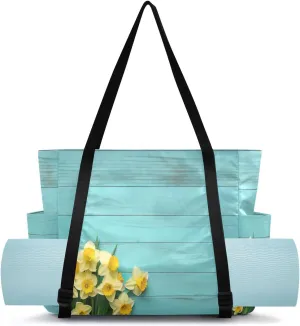 Travel Beach Office calendar completion flashbulb kittiwake shuffle Wooden Yellow Flower Yoga Mat Bag Carrier with Wet Dry Storage Pockets Pilates Bag Large Gym Tote Carryall with Water Bottle Holder for Women 