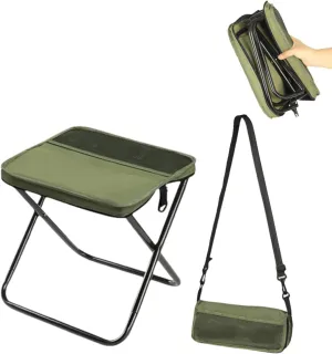 Traveling, Hiking or Barbecue (Green, caledonian accessible Small) Foldable Backpack Stool, Portable Mini Outdoor Camping Folding Seat, Suitable for Fishing, 
