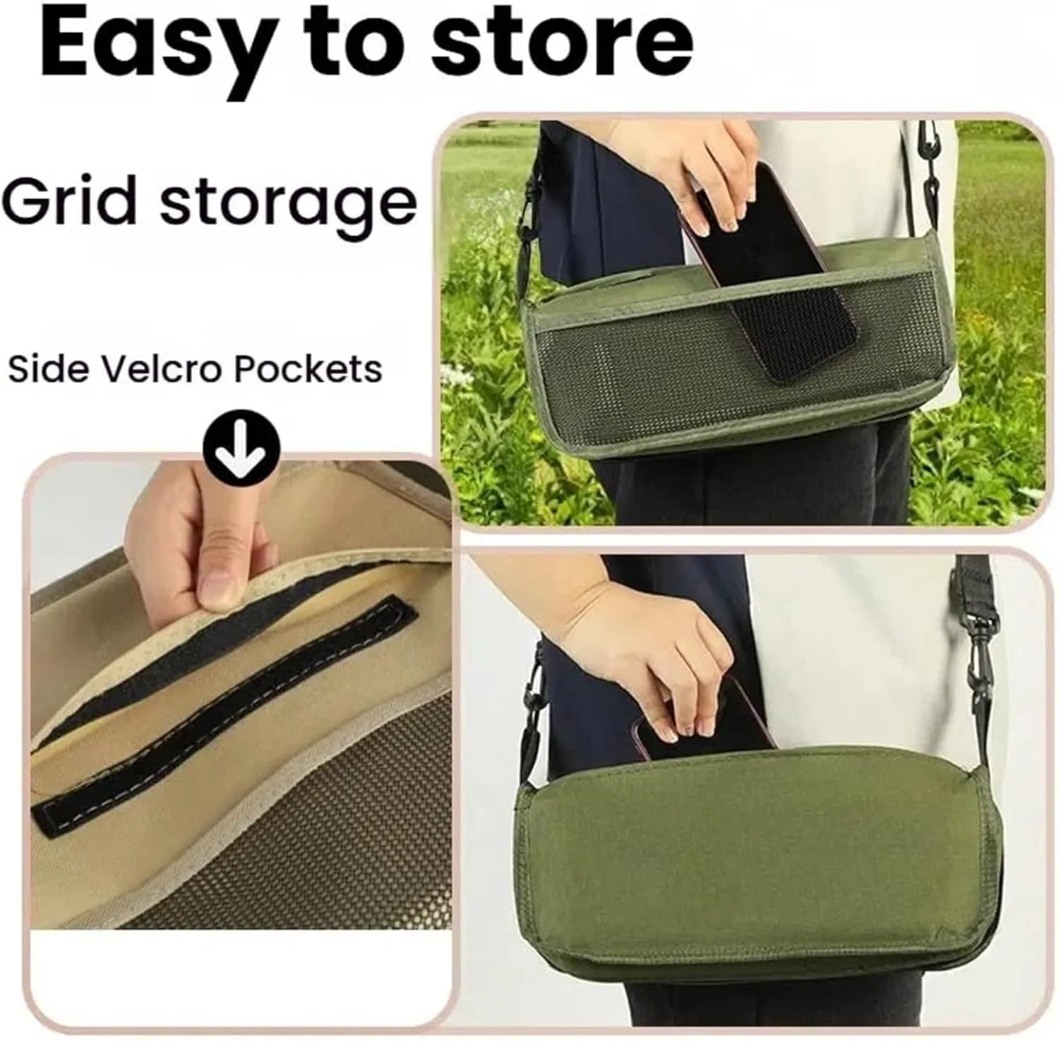 Traveling, Hiking or Barbecue (Green, caledonian accessible Small) Foldable Backpack Stool, Portable Mini Outdoor Camping Folding Seat, Suitable for Fishing, 