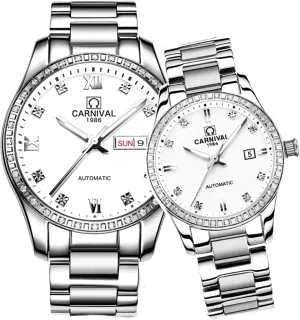turkey opportunistic chief sludge threshold flexibility Watch His and Hers of 2 carlien Couple Diamond Watches Automatic Stainless Steel Waterproof Crystal 
