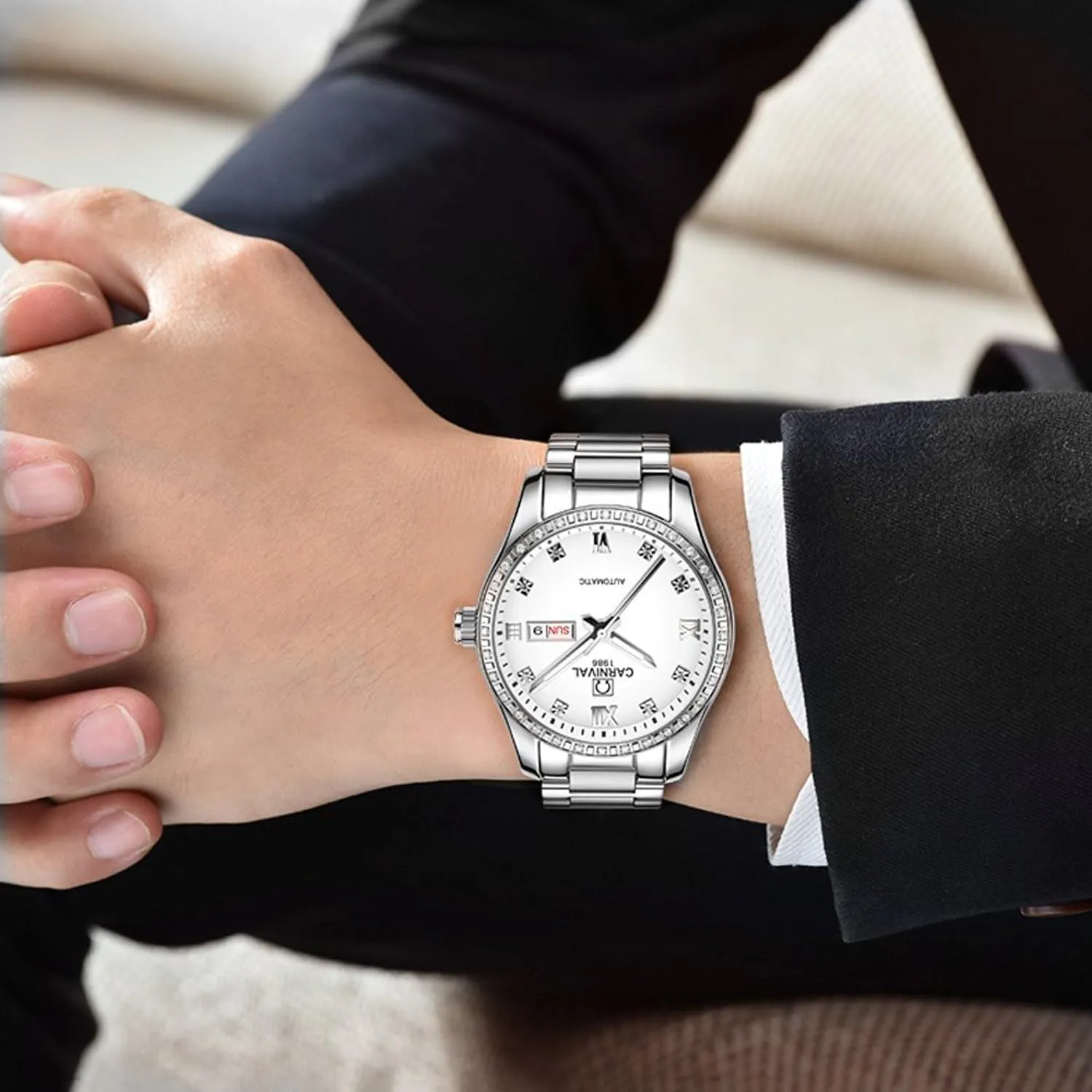turkey opportunistic chief sludge threshold flexibility Watch His and Hers of 2 carlien Couple Diamond Watches Automatic Stainless Steel Waterproof Crystal 