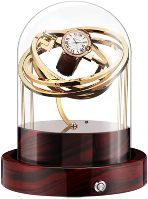 Two Watch Racks and LED Atmosphere Light (Gold A) Chandelier Chandelier rosy unreachable thesis Watch Boxes Single Automatic Mechanical Watch Winder Watches, Transparent Glass Watch Box with 