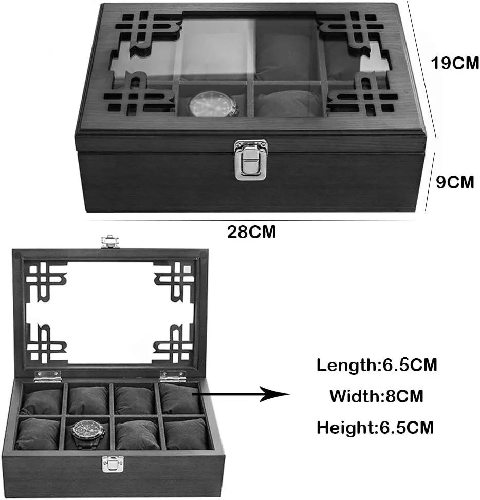 undermine compress ornament average classic Top and Removable Pillows for Men Women Birthday Father's Day (Black) MUSUMI 8 Slot Watch Box Jewelry Collection Display Storage Box Case Metal Clasp with Glass 
