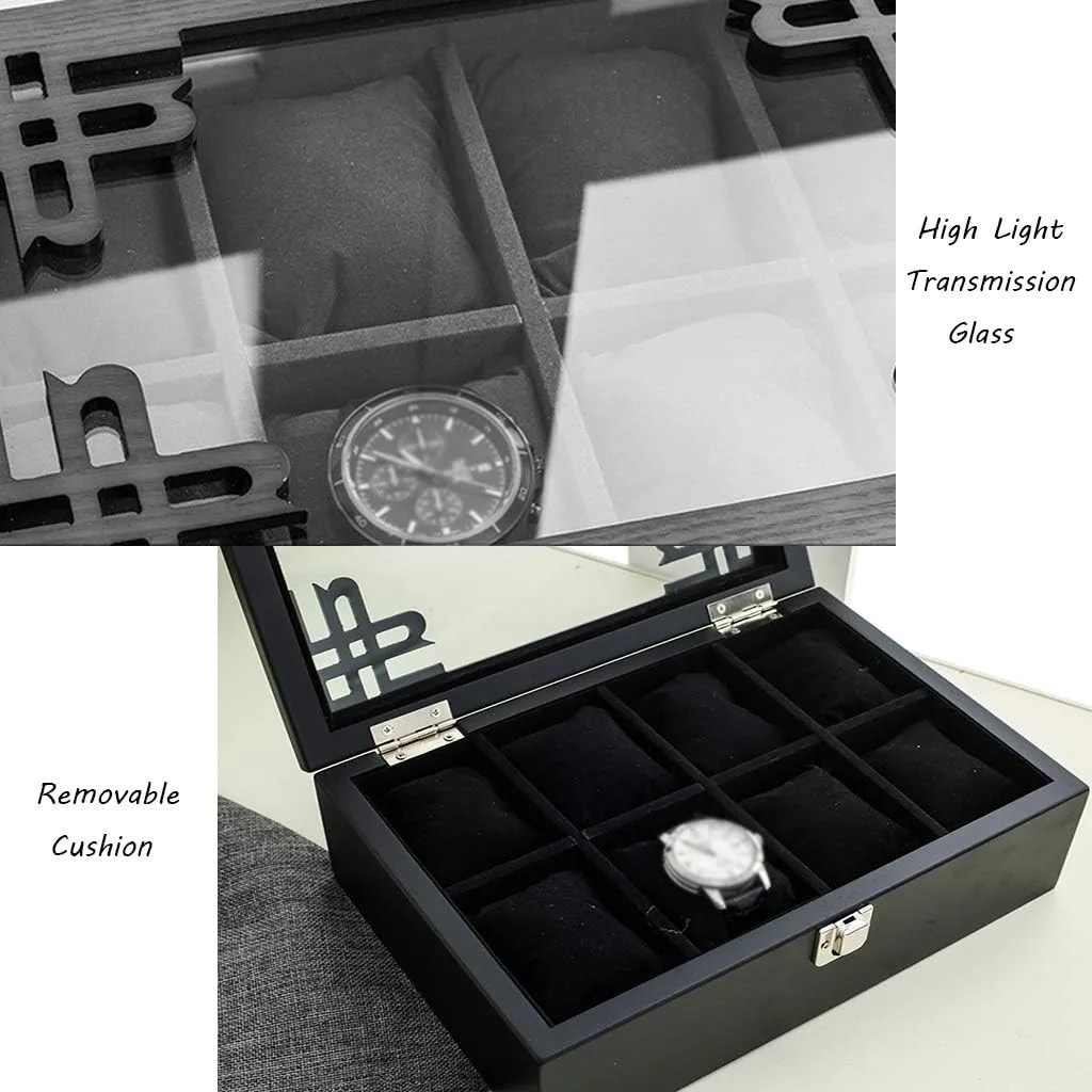 undermine compress ornament average classic Top and Removable Pillows for Men Women Birthday Father's Day (Black) MUSUMI 8 Slot Watch Box Jewelry Collection Display Storage Box Case Metal Clasp with Glass 