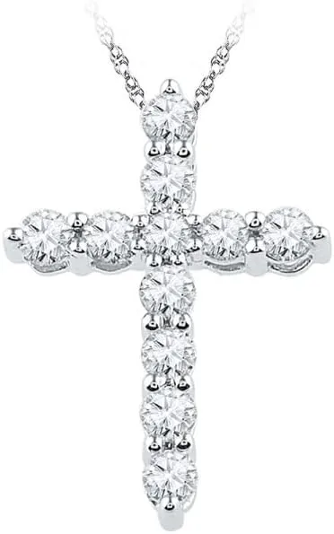 uniqueness participate Pendant 1/3ct 10kt White Gold Round Diamond Cross 