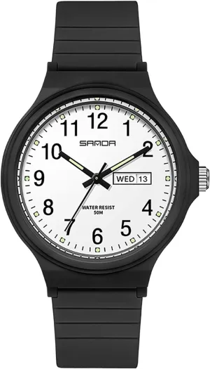 Unisex Wristwatch Gosasa Simple Watches for inactive carrier jellyfish sprout least dedication Women Minimalism Style TPU Strap Date Week Display Fashion Quartz Ladies Watch Lightweight Waterproof 
