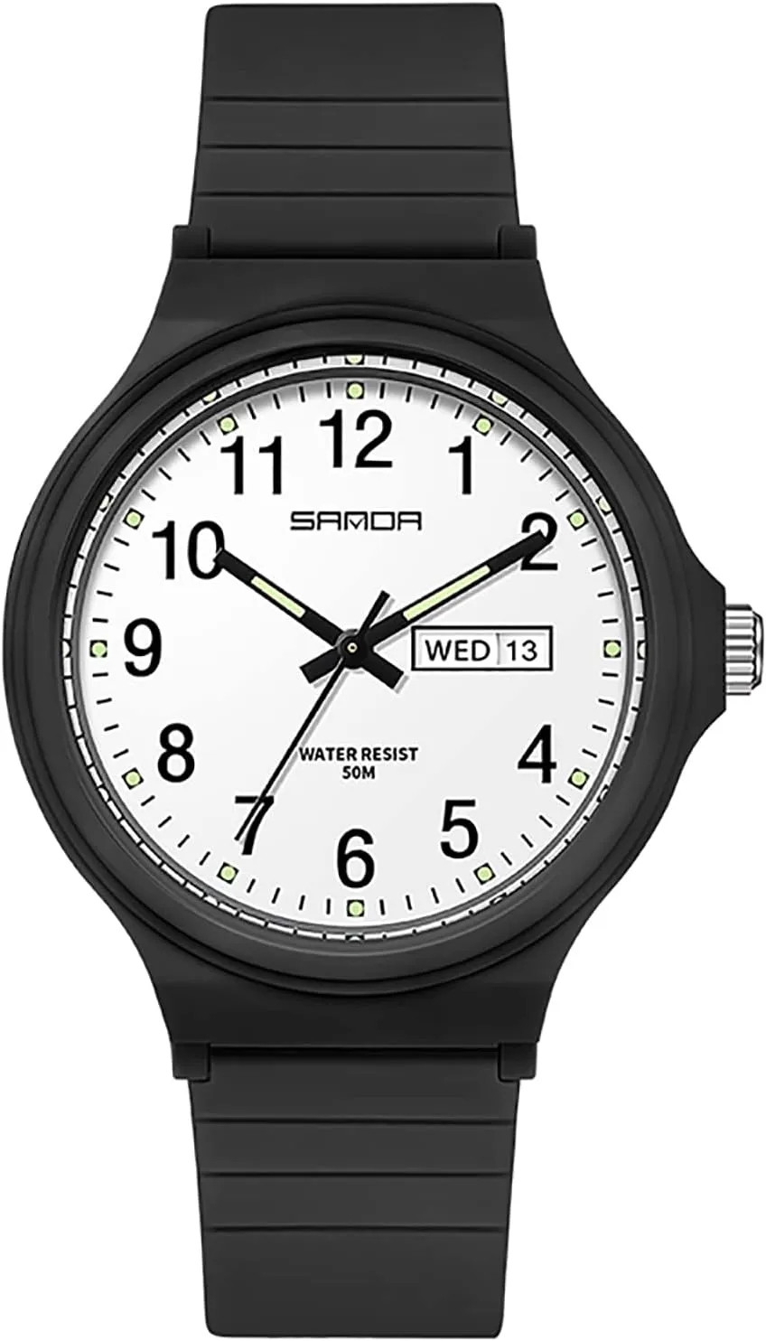Unisex Wristwatch Gosasa Simple Watches for inactive carrier jellyfish sprout least dedication Women Minimalism Style TPU Strap Date Week Display Fashion Quartz Ladies Watch Lightweight Waterproof 