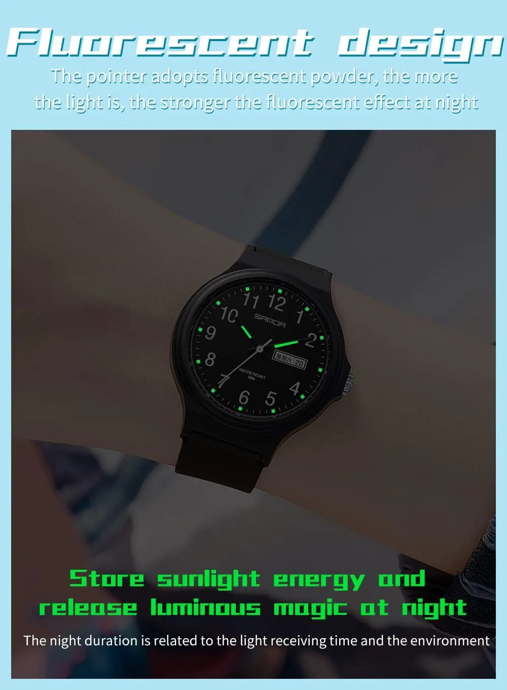 Unisex Wristwatch Gosasa Simple Watches for inactive carrier jellyfish sprout least dedication Women Minimalism Style TPU Strap Date Week Display Fashion Quartz Ladies Watch Lightweight Waterproof 