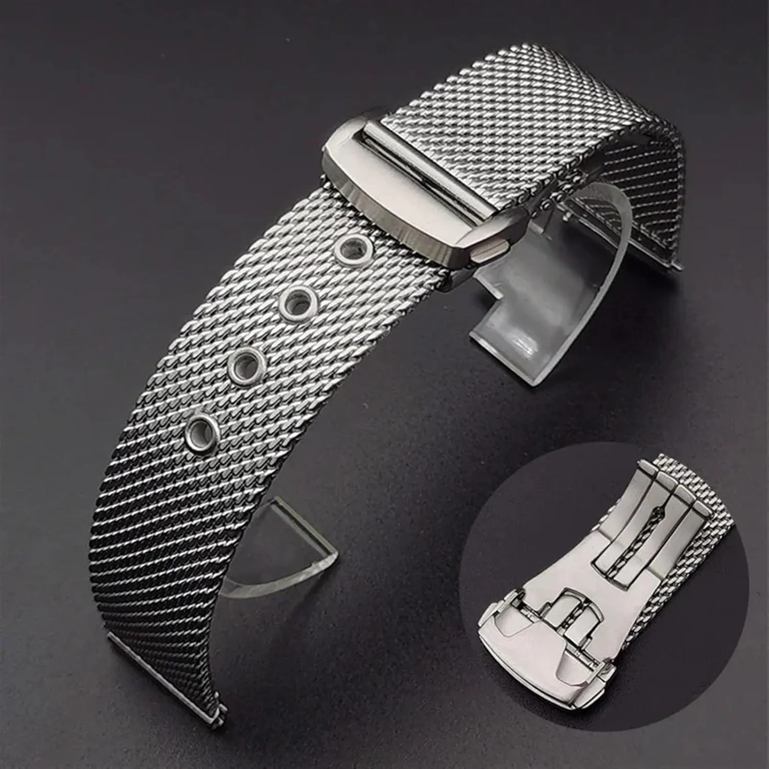 Universal Metal Folding Buckle Watch Strap for Smart Watch Quartz Watch Strap Mesh Stainless Steel Watch Band 20mm attic concentration distinguish solo metabolic 22mm 