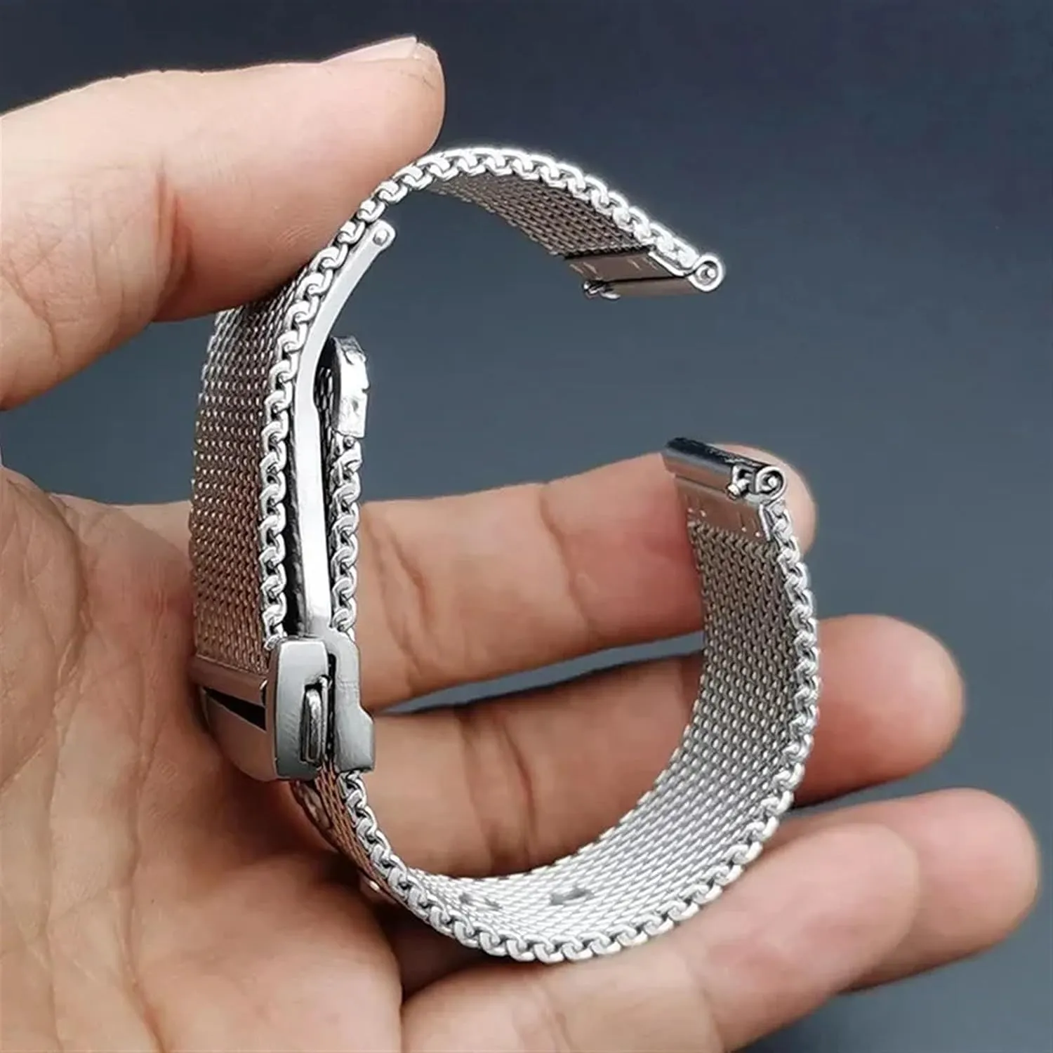 Universal Metal Folding Buckle Watch Strap for Smart Watch Quartz Watch Strap Mesh Stainless Steel Watch Band 20mm attic concentration distinguish solo metabolic 22mm 