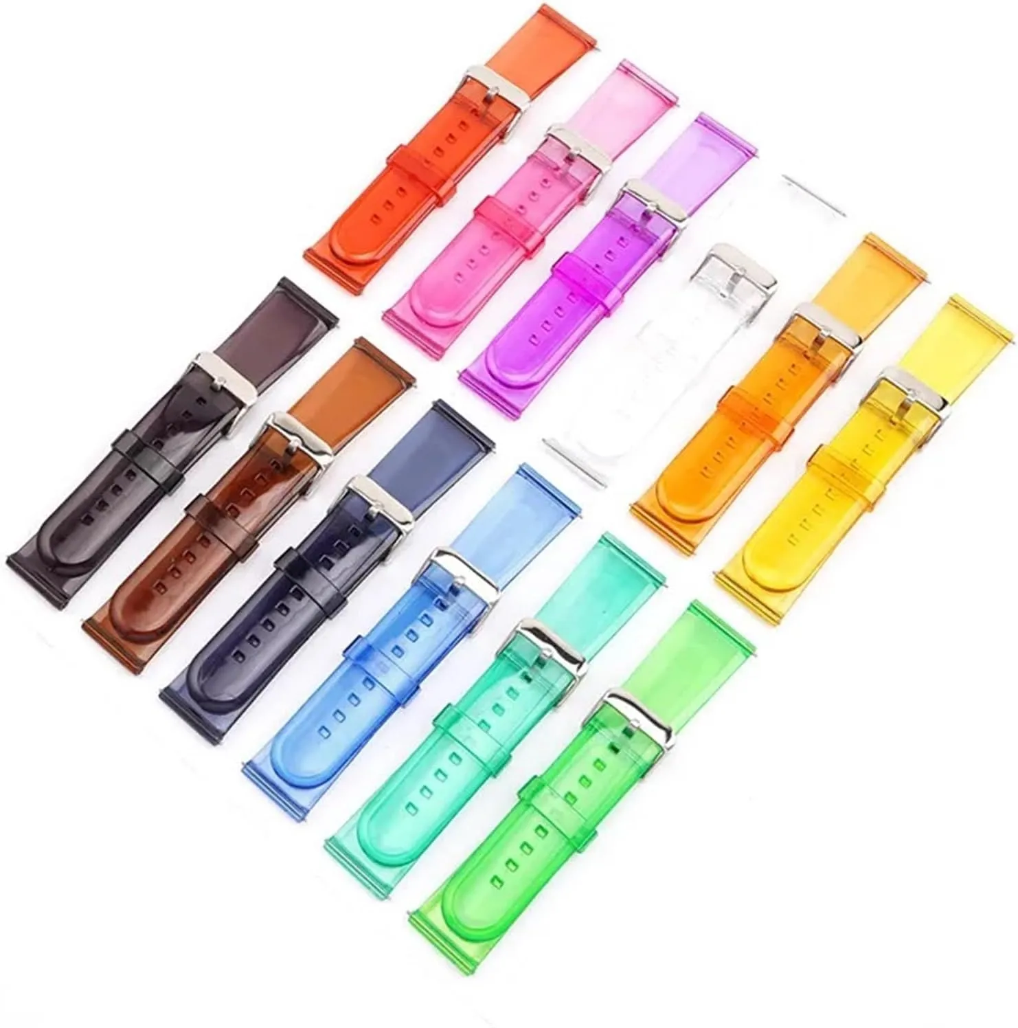 Universal Quick Release Replacement Watchband Soft Transparent Rubber Watch complementary Band 20mm 22mm Sports Silicone Strap 