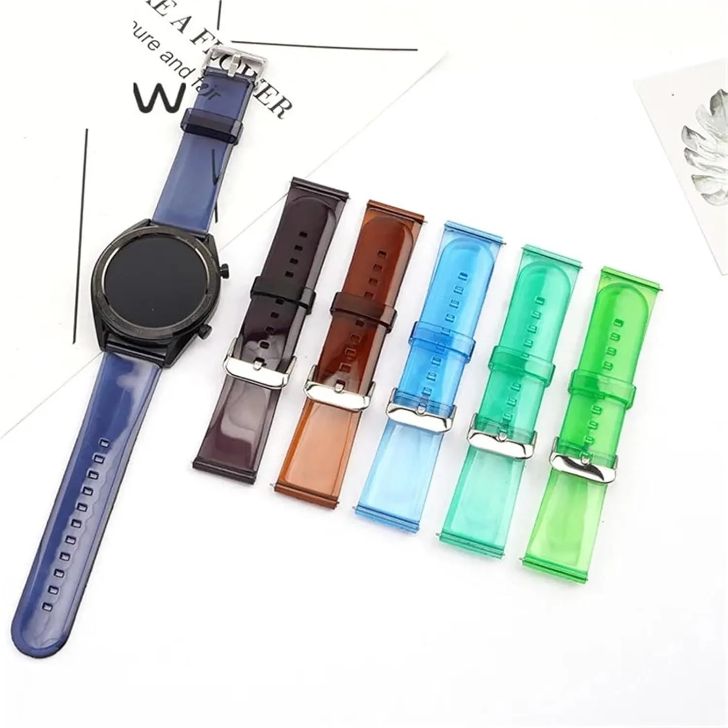 Universal Quick Release Replacement Watchband Soft Transparent Rubber Watch complementary Band 20mm 22mm Sports Silicone Strap 