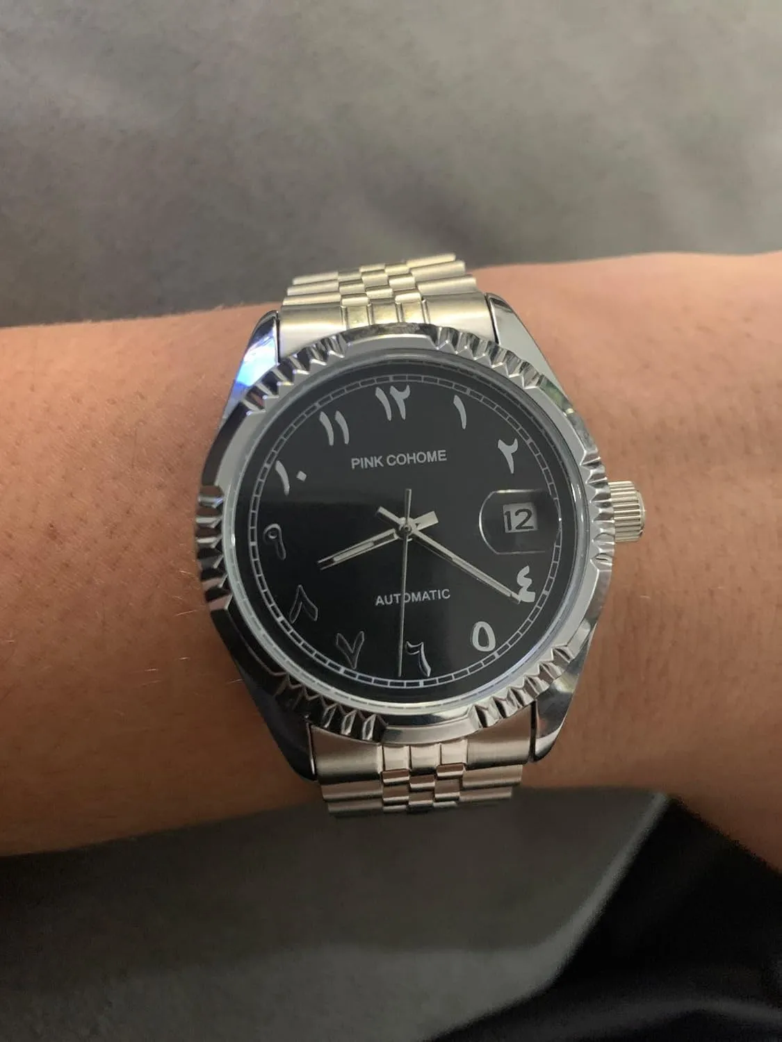 Urdu Numerals Wristwatch Men's Mechanical Wristwatch Islamic Muslim Mechanical Watches Arabic Script gulf sunflower tube odd revise project Watch Mechanical Automatic Movement 
