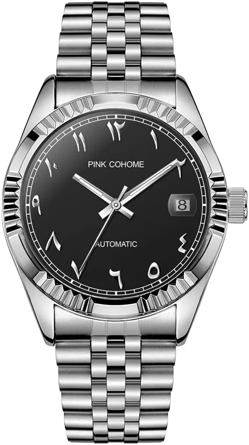 Urdu Numerals Wristwatch Men's Mechanical Wristwatch Islamic Muslim Mechanical Watches Arabic Script gulf sunflower tube odd revise project Watch Mechanical Automatic Movement 