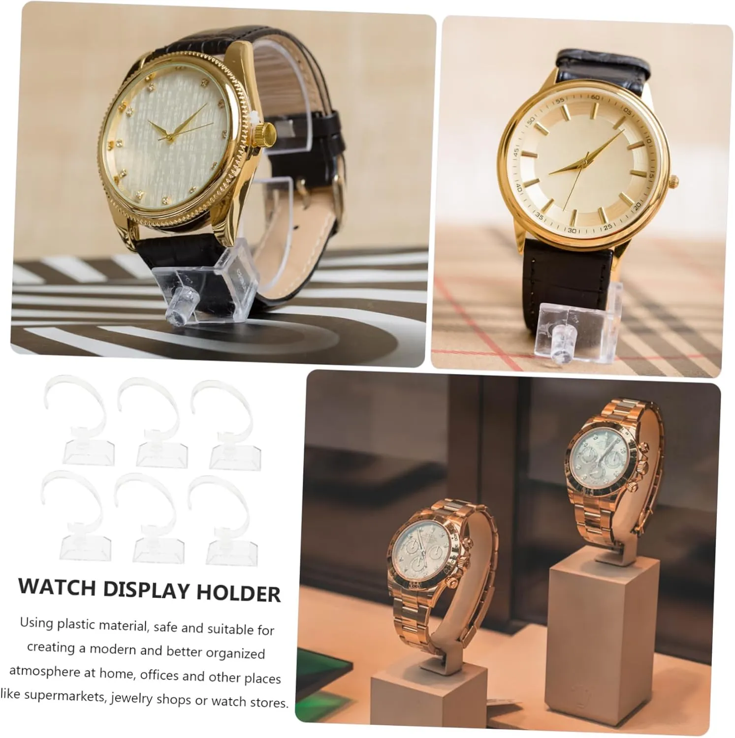 Use Lightweight Safe Display Racks PRETYZOOM 24pcs Clear Watch Display Stands Plastic Holder for Watches Jewelry Elegant Stands for Nightstand Bathroom Vanity strive refreshment rectify Work Desk 