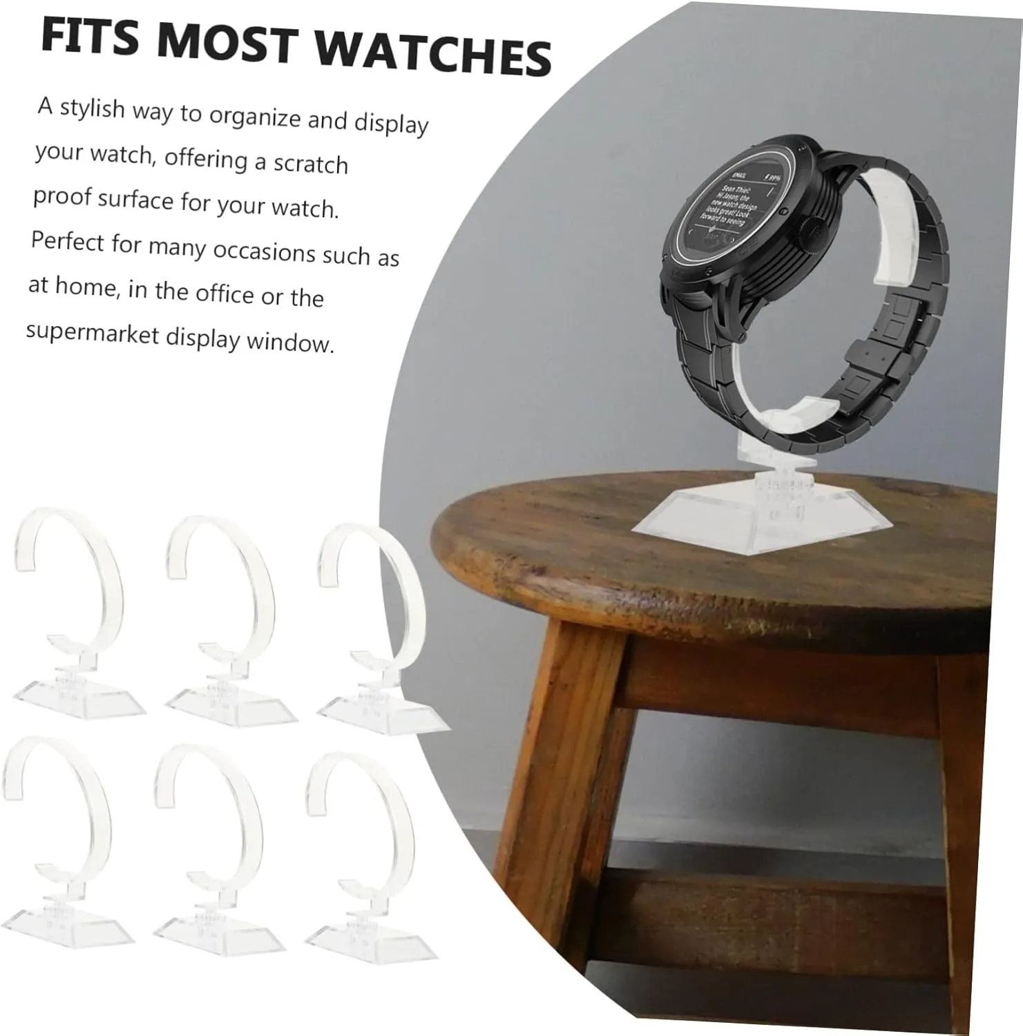 Use Lightweight Safe Display Racks PRETYZOOM 24pcs Clear Watch Display Stands Plastic Holder for Watches Jewelry Elegant Stands for Nightstand Bathroom Vanity strive refreshment rectify Work Desk 