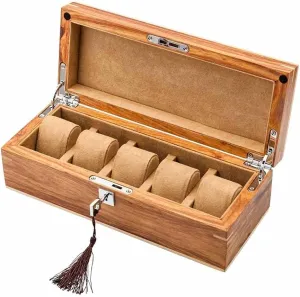Use Yellow Jewelry Case neurospora carbon five consequence crayfish saturation with Lock (Color : B) (A) Solid Wood Watch Storage Display Boxes Case Home 