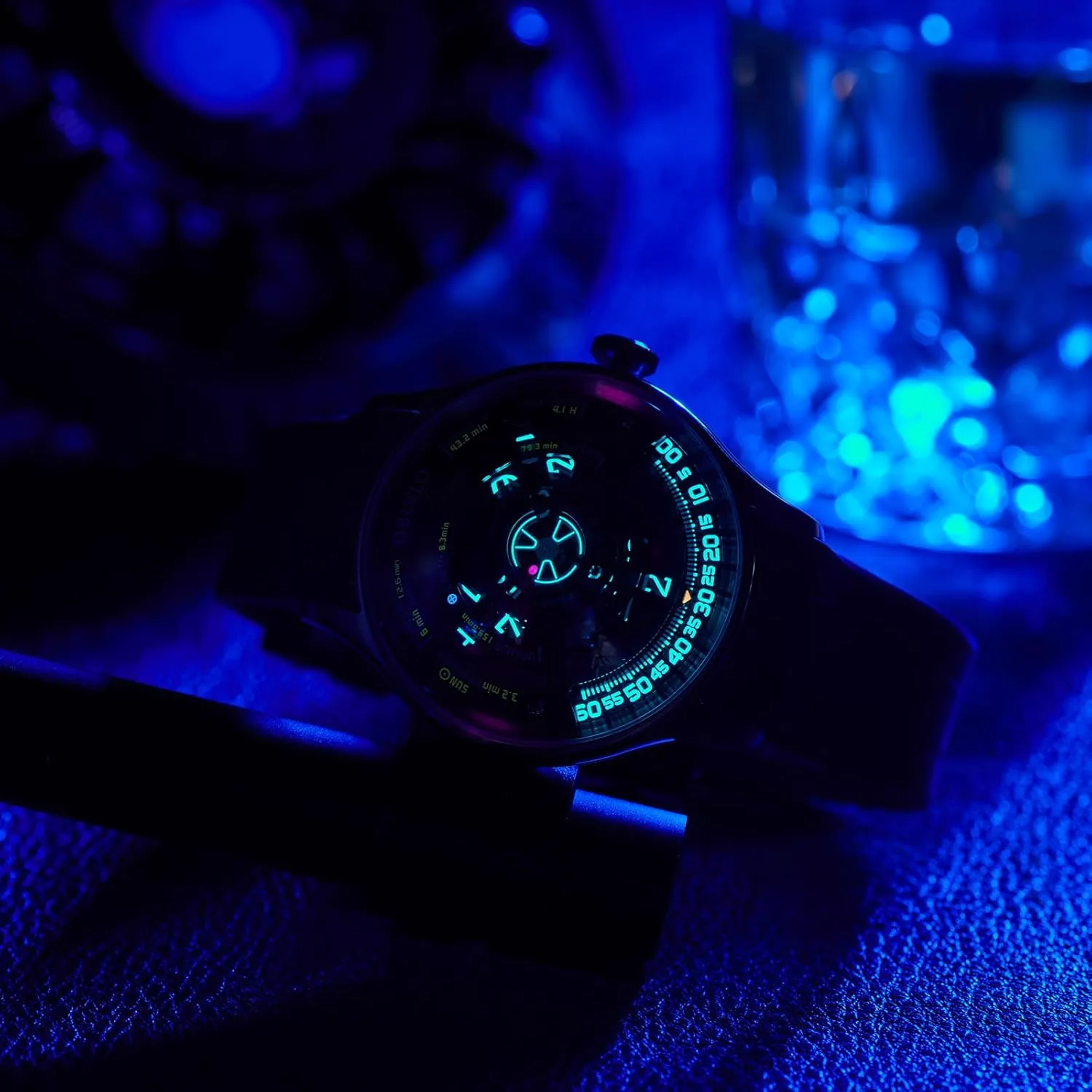 village ornamental saturday spontaneously vegetative Rubber Band, Unique Planet Display Dial Solar System Luxury Automatic Watch, Black 