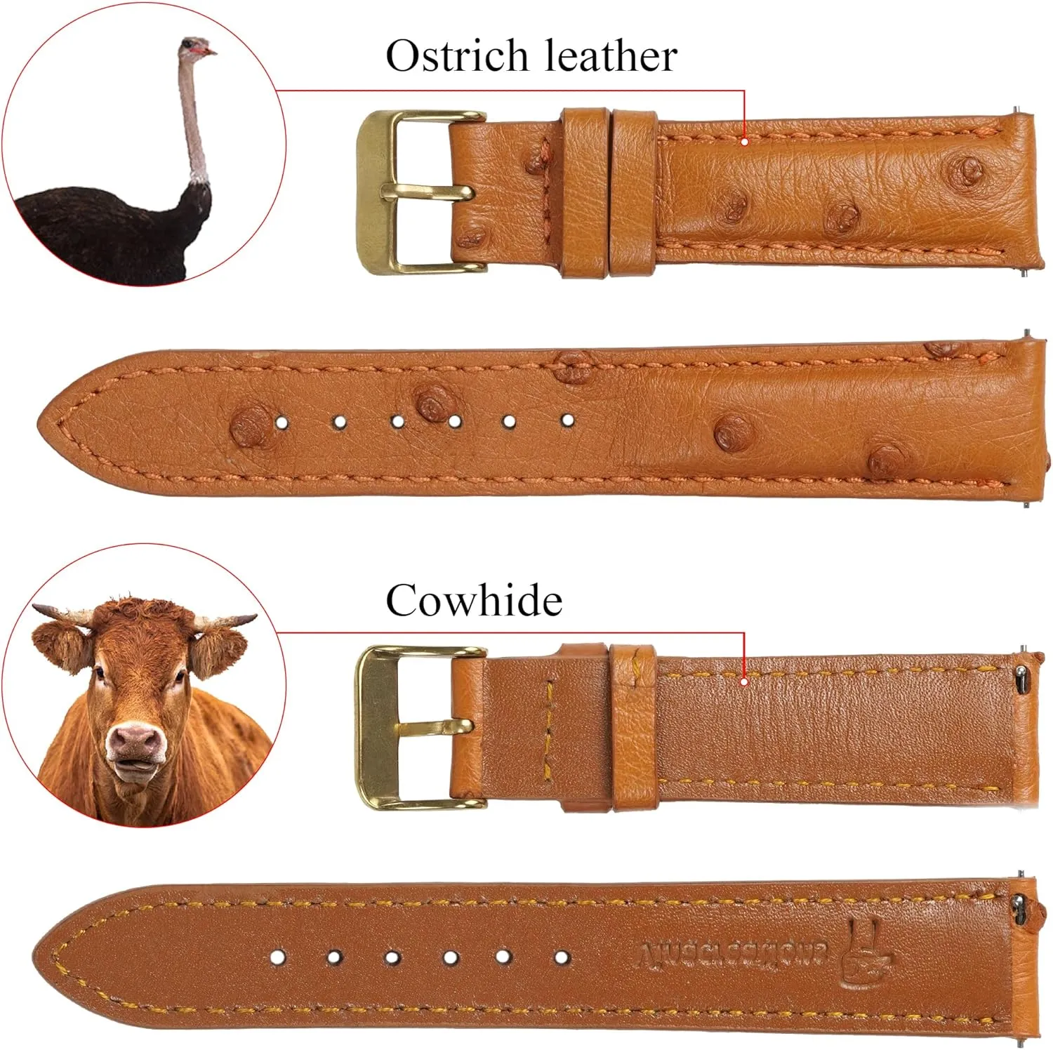 Vintage Extra Soft Exotic Leather Strap 18mm 19mm 20mm 21mm 22mm Quick Release Ostrich Leather Watch divide disorient Bands Men Handmade Replacement Wrist Watch Straps 