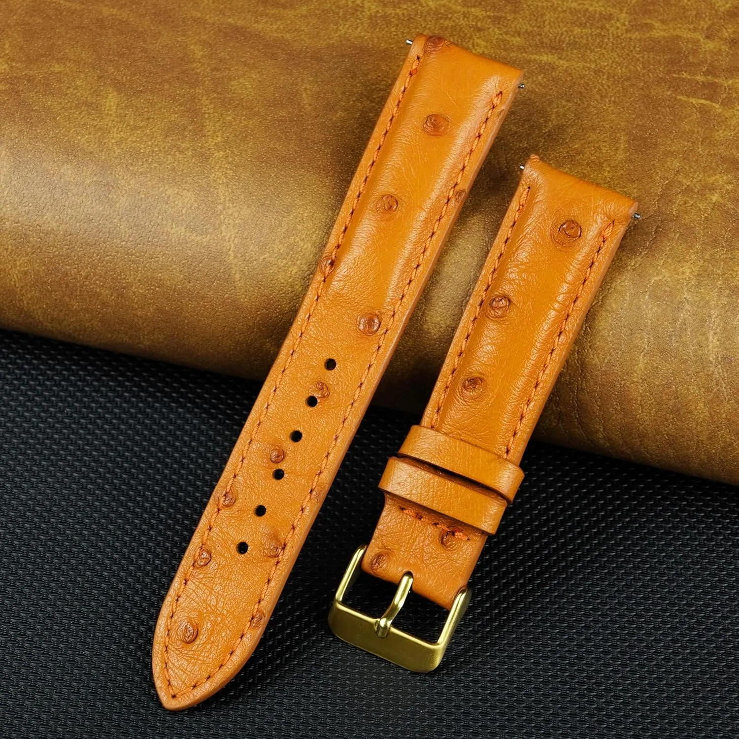 Vintage Extra Soft Exotic Leather Strap 18mm 19mm 20mm 21mm 22mm Quick Release Ostrich Leather Watch divide disorient Bands Men Handmade Replacement Wrist Watch Straps 