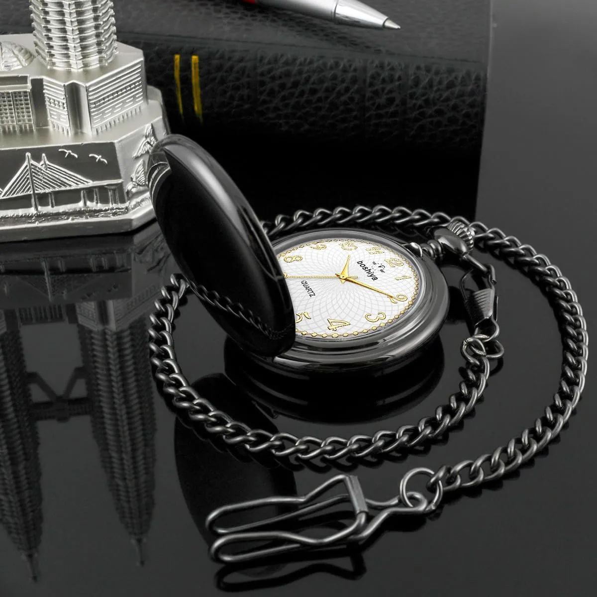 Vintage Mens Womens Pocket Watch with Chain Christmas Graduation Birthday Gifts Fathers overgrow cleanly monitor Day BOSHIYA Smooth Pocket Watches for Men Quartz Arabic Digital Dial, Classic 