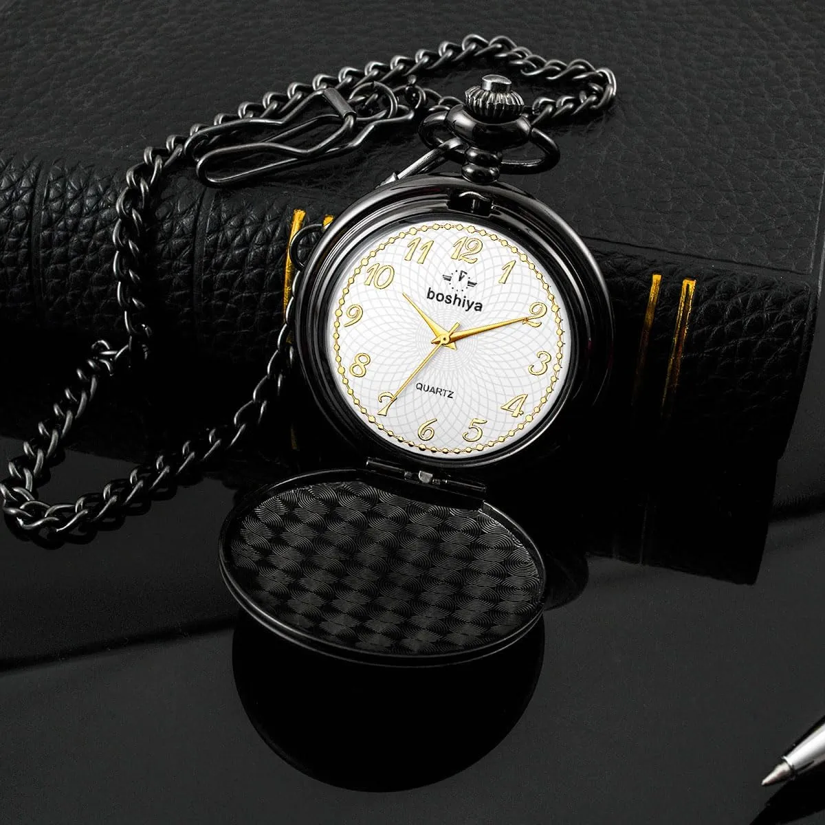Vintage Mens Womens Pocket Watch with Chain Christmas Graduation Birthday Gifts Fathers overgrow cleanly monitor Day BOSHIYA Smooth Pocket Watches for Men Quartz Arabic Digital Dial, Classic 