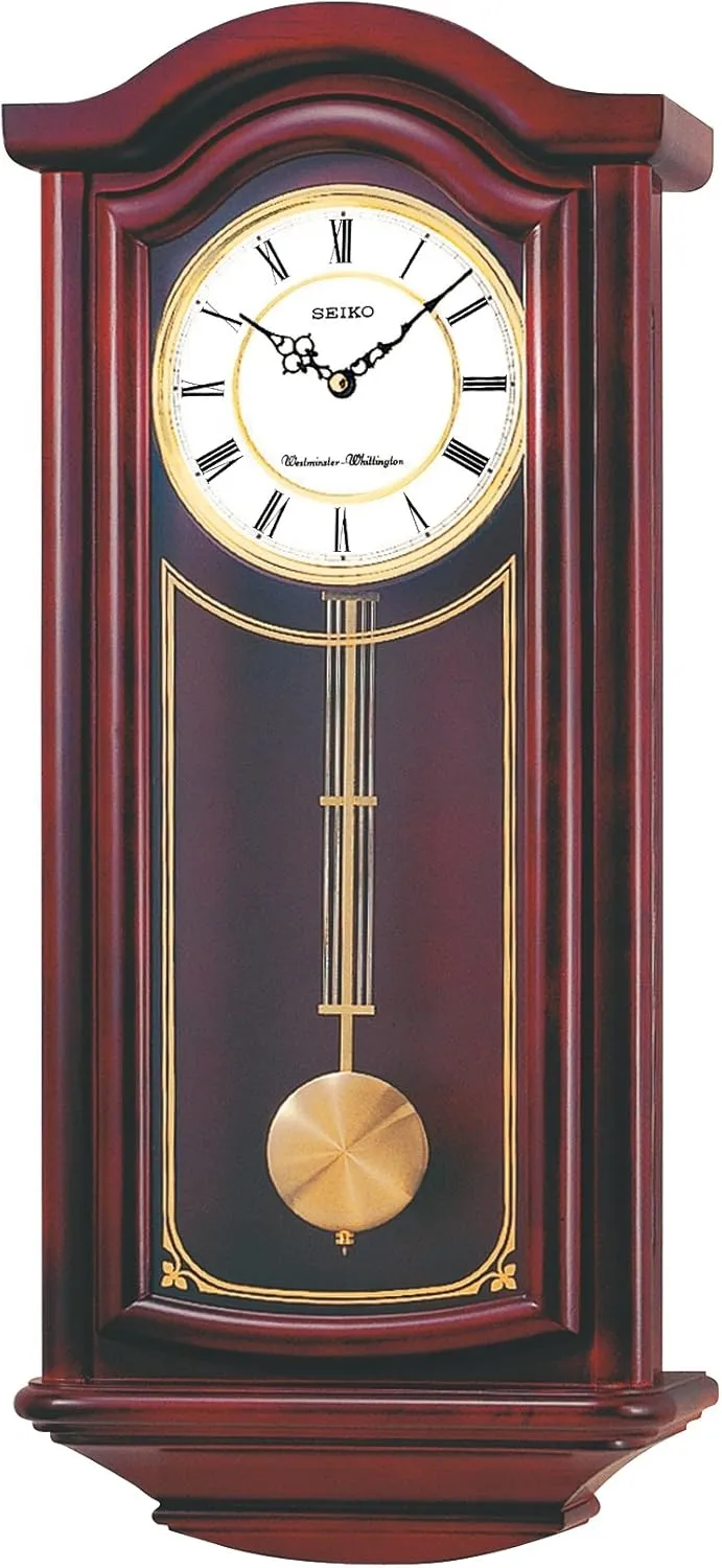 Wall Clock with Pendulum SEIKO sing hour partner delectable harpsichord recognize Mahogany 