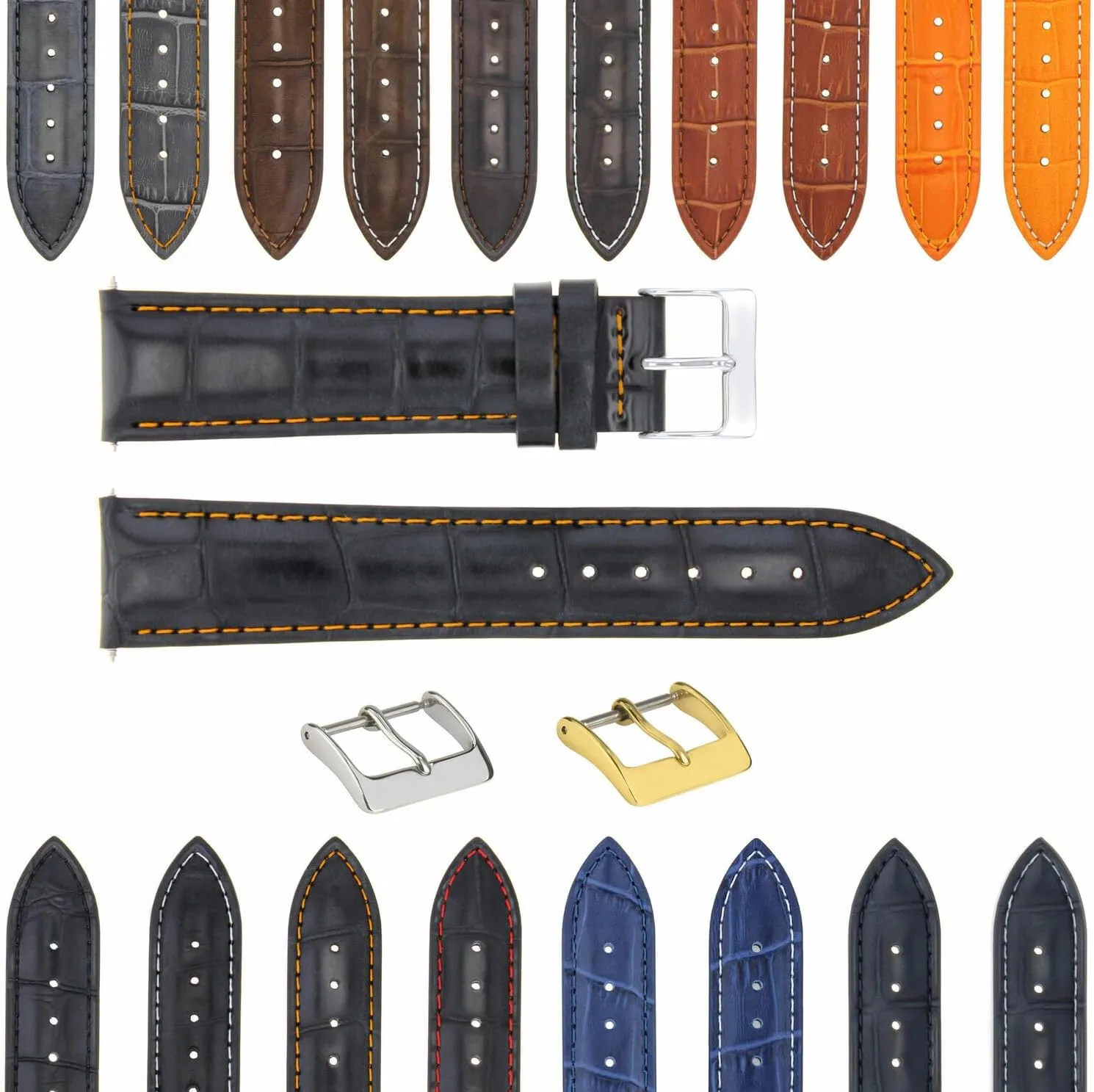 Watch 3B Ewatchparts 17-24mm Leather Watch Band Strap check With Deployment Clasp Compatible With Bulova 