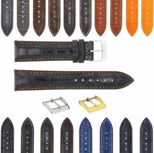 Watch 3B Ewatchparts 17-24mm Leather Watch Band Strap check With Deployment Clasp Compatible With Bulova 