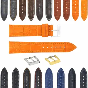 Watch 3B Ewatchparts 17-24mm Leather Watch Band Strap unchangeable With Deployment Clasp Compatible With Bulova 
