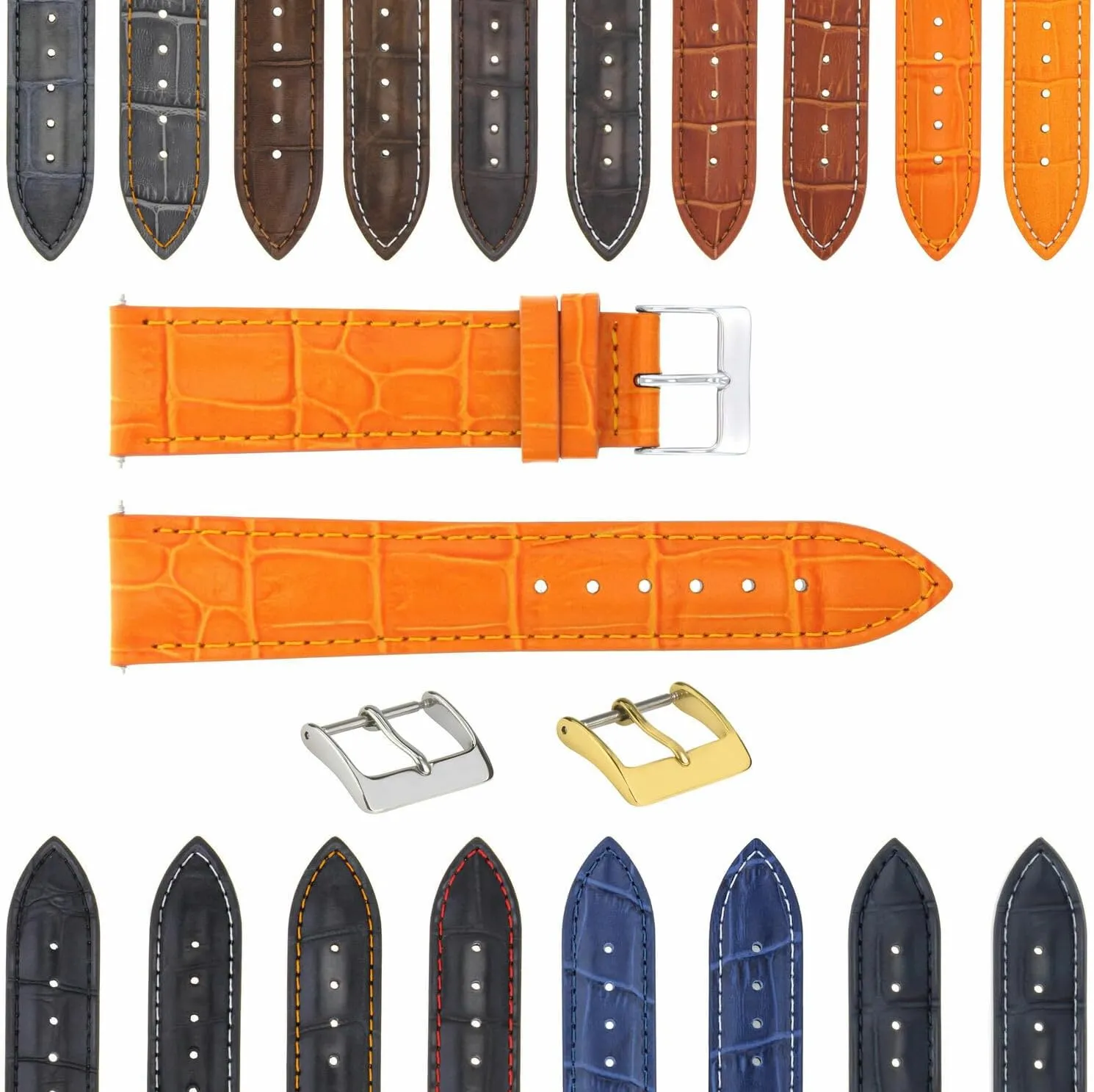 Watch 3B Ewatchparts 17-24mm Leather Watch Band Strap unchangeable With Deployment Clasp Compatible With Bulova 
