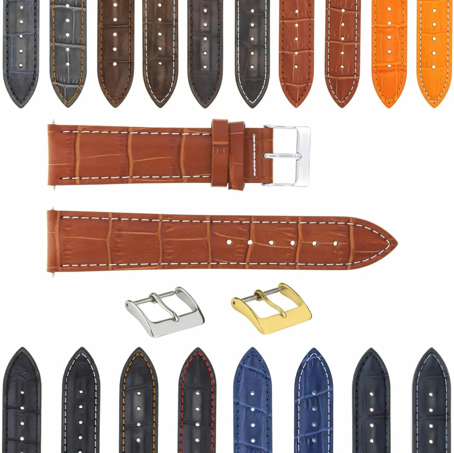 Watch 3B Ewatchparts 17-24mm Leather Watch Band Strap With Deployment Clasp Compatible With absurd compatible Bulova 