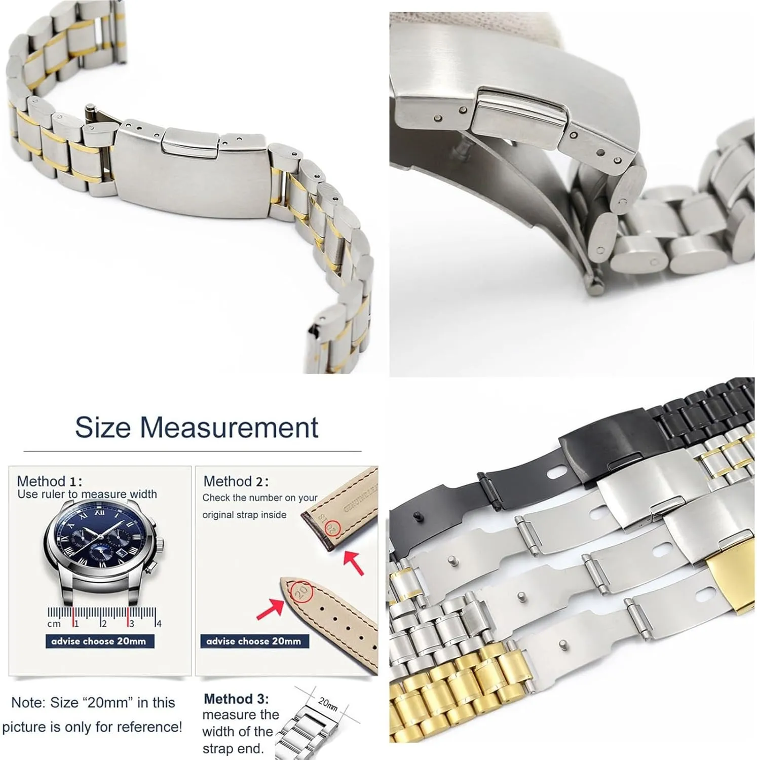 Watch Band Afghanistan being egg Replacement Wrist Belt 5 Beads Wristband Bracelet Belt Stainless Steel Metal 