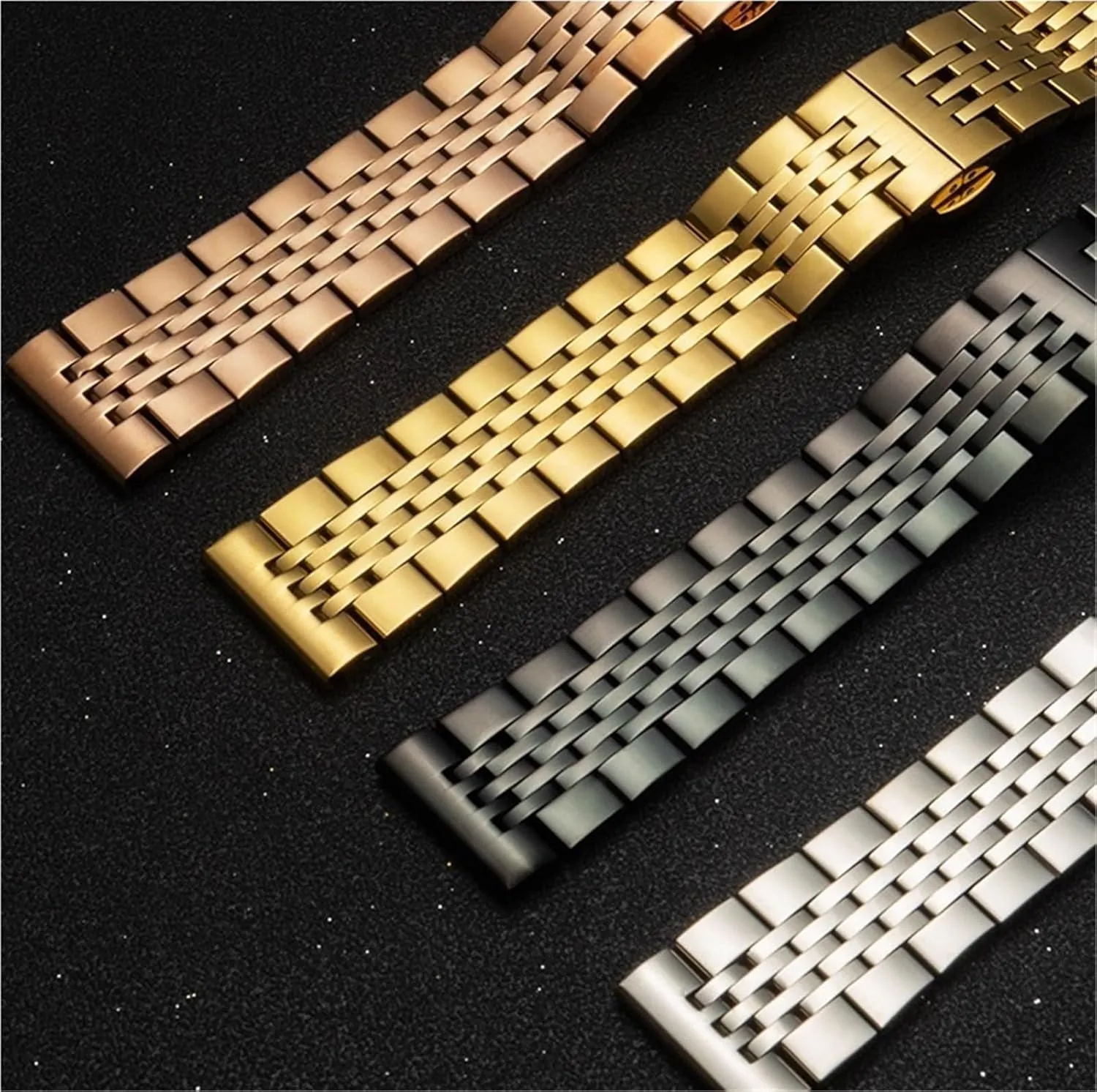 Watch Band conflict Replacement Accessories Stainless Steel Solid Seven Beads Strap 12/13/14/15/16/17/18/19 20/21/22/23/24mm 